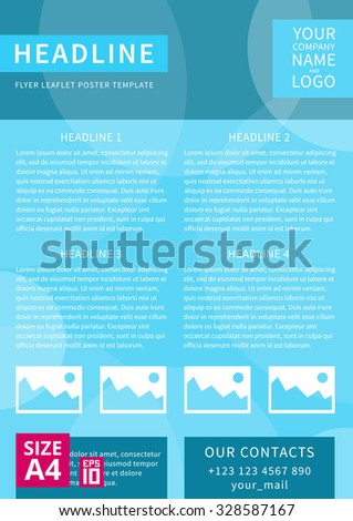Vector flyer, poster, leaflet, annual report design template with sample text. Layout design, A4 paper design template, fully layered design, business vector illustration, presentation.
