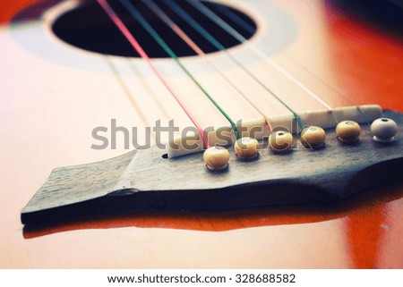 Close-up shot of Acoustic guitar background - vintage effect style.