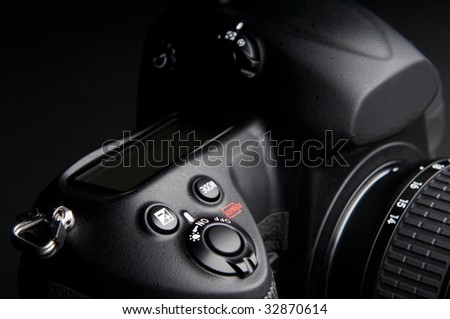 closeup of professional digital photo camera