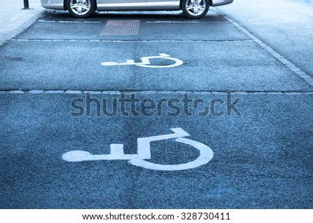 Handicap symbol on parking space