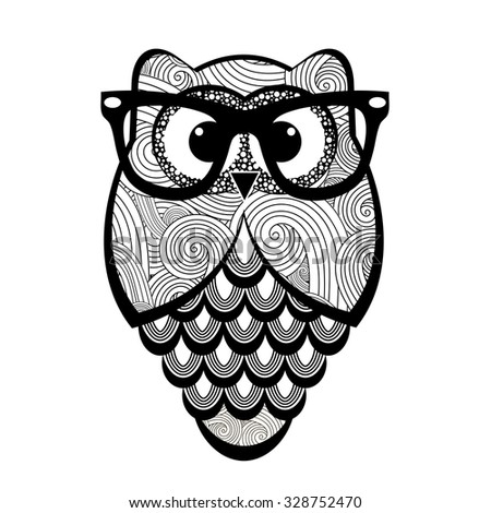 Textured owl with glasses