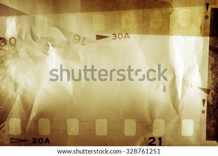Film negative frames on brown paper