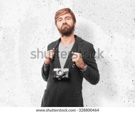 proud businessman with camera
