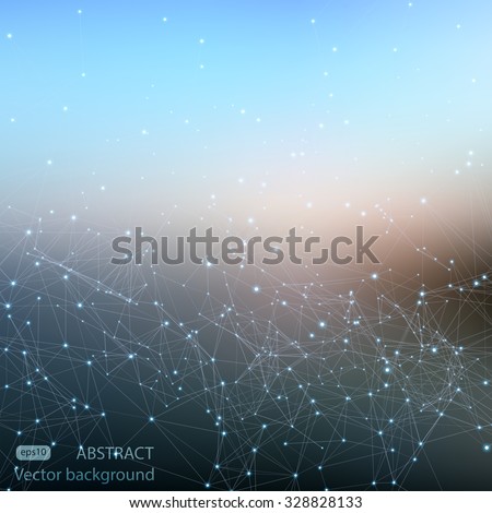 Abstract polygonal mesh space futuristic background. Digital blurred technology style. Defocused blank for business presentations or gift cards. Vector plexus EPS10 Royalty-Free Stock Photo #328828133