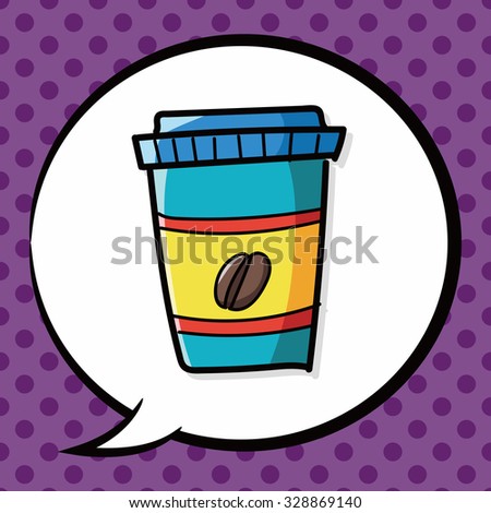 take away coffee color doodle, speech bubble