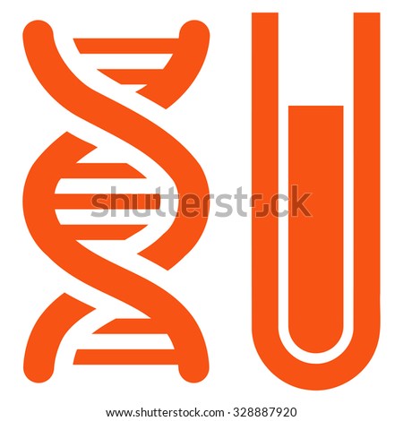 Genetic Analysis vector icon. Style is flat symbol, orange color, rounded angles, white background.
