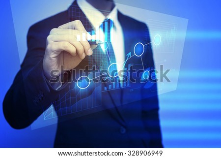 Closeup image of businessman drawing  graph,business strategy as concept