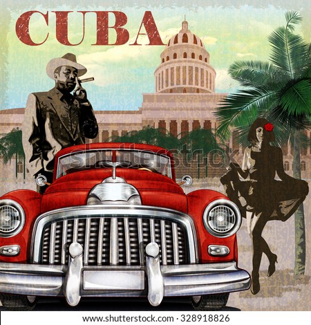Cuba retro poster. Royalty-Free Stock Photo #328918826