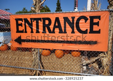 entrance sign to pumpkin patch                               