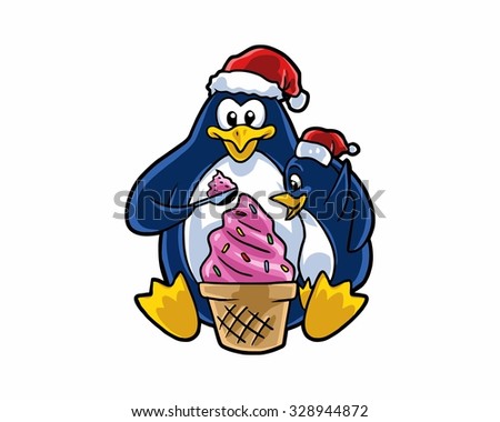 antarctica ice cream penguin bird mascot cartoon character