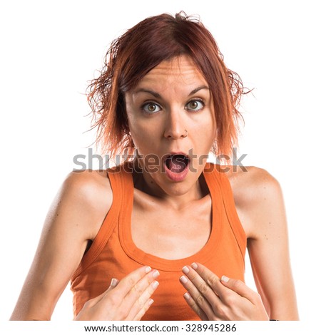 Woman doing surprise gesture