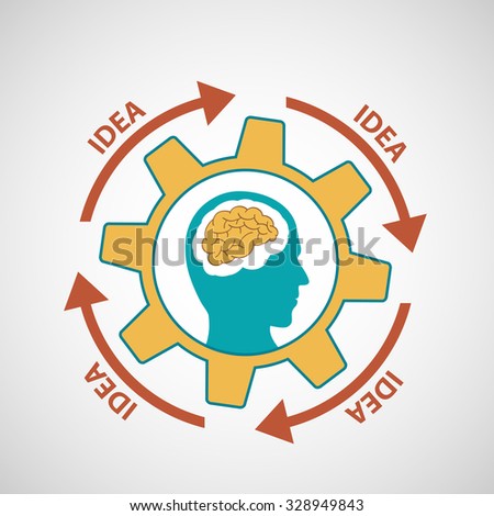 Human head with the brain inside the gear. Flat design. Stock vector illustration
