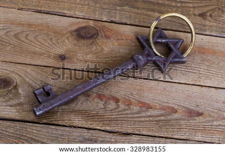 vintage key on wooden background