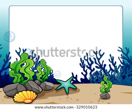 Border design with underwater scene illustration