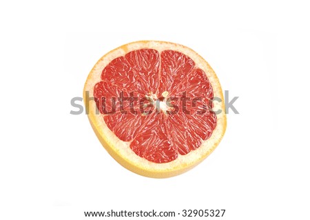 Half of grapefruit isolated over white.