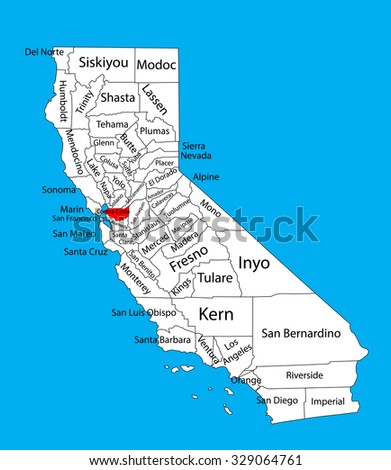 Contra Costa County (California, United States of America) vector map isolated on background. Editable map of California. Royalty-Free Stock Photo #329064761