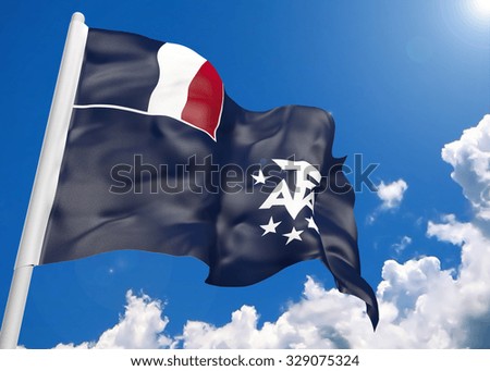 3D realistic waving flag of French Southern and Antarctic Lands