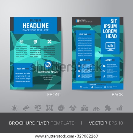 business blur background brochure flyer design layout template in A4 size, with icon for your content, with bleed, vector eps10.