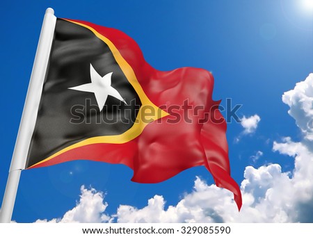 3D realistic waving flag of East Timor