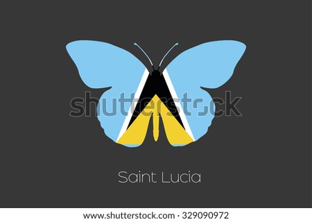 A Butterfly with the flag of Saint Lucia