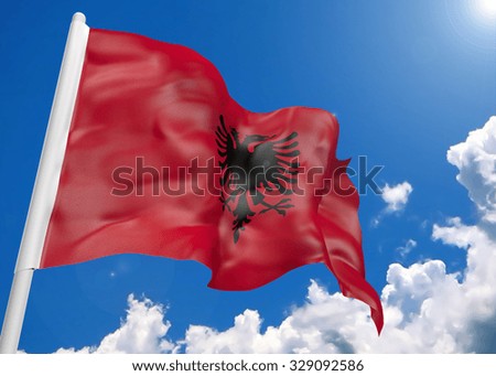 3D realistic waving flag of Albania