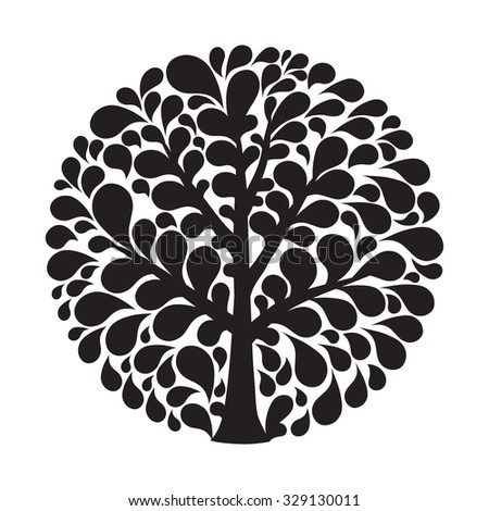 Tree logo template. 
Beautiful tree card or background. 
Vector illustration.