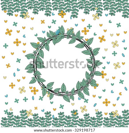 floral pattern with flowers and leaves on white background.Vector floral wreath. 