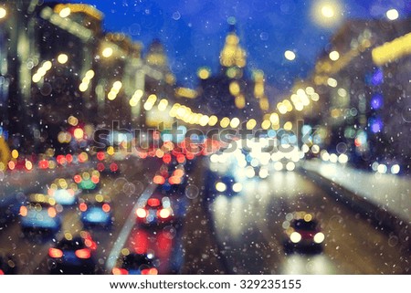 Night city background, blur background Road