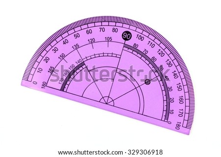 A close up photo of a geometry protractor