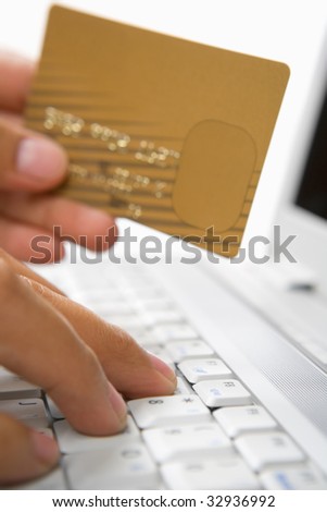 Picture of using gold credit card for online transaction