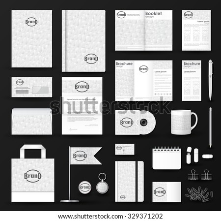 Corporate identity template set. Business stationery mock-up with white wavy texture and logo. Branding design.