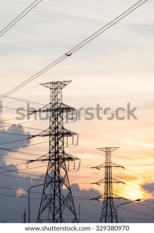 high voltage post.High-voltage tower sky background