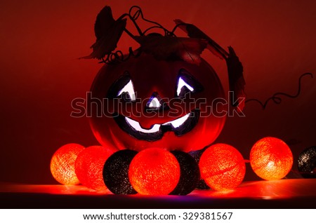 Halloween pumpkins smile and scrary eyes for party night