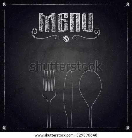 Menu of restaurant on black chalkboard background. Vector illustration