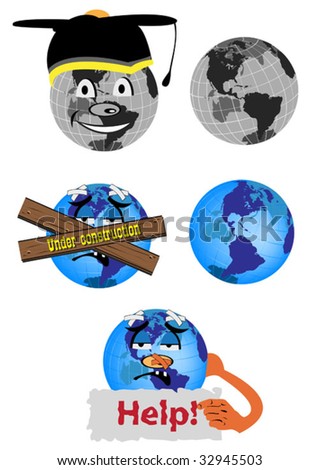 Variety of clip-art globes.