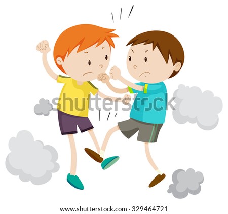 Two boy fighting each other illustration
