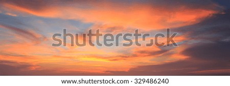 Natural background panorama of the gold color sky , During the time sunrise and sunset