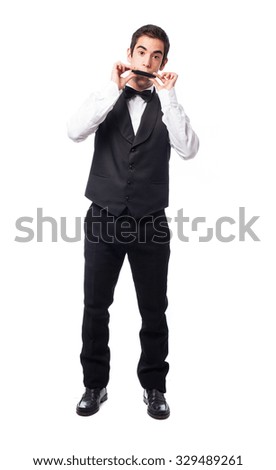 waiter playing an harmonic