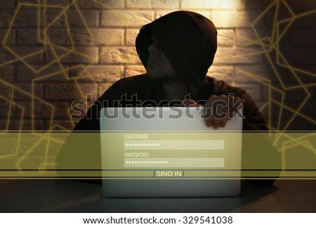 Hacker working with computer
