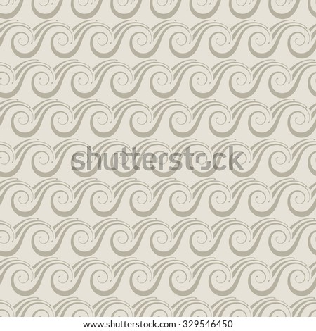 Vector seamless pattern with waves. Grey ornamental background. Decorative illustration with expanse of water and ice for print, web