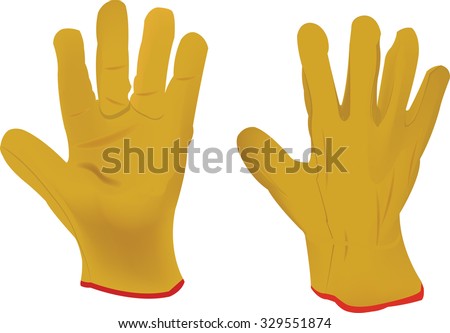 yellow gloves work gloves hobby gardening Royalty-Free Stock Photo #329551874