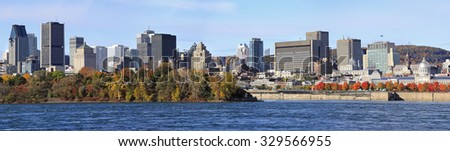 Montreal skyline with Saint Lawrence River in autumn, Quebec, Canada