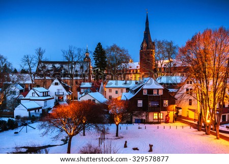 Winter in Erbach in Odenwald, Hessen, Germany Royalty-Free Stock Photo #329578877
