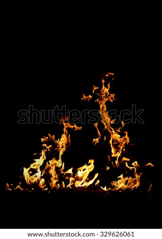 hot burning fire on black background