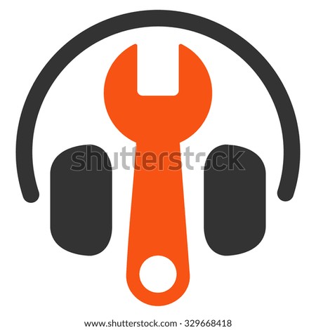 Headset Options vector icon. Style is bicolor flat symbol, orange and gray colors, rounded angles, white background.
