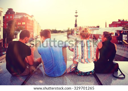 youth group vacation travel city Royalty-Free Stock Photo #329701265
