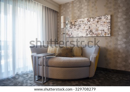 Interior design of nicely decorated modern living room Royalty-Free Stock Photo #329708279