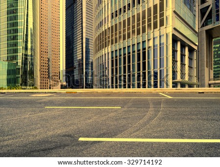 Office buildings and road at shanghai