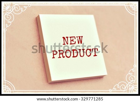 Text new product on the short note texture background