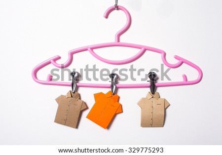 colour paper origami. Paper origami shirts isolated on white background.